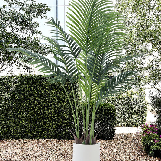 Arbol Arboles Planta Artificial Artificiales 120cm Palma Palmas Follaje Alta Realista Decorativa Decorativas Interior Interiores Grande Grandes Sala Comedor Adornos + Maceta Regalo + Musgo Regalo