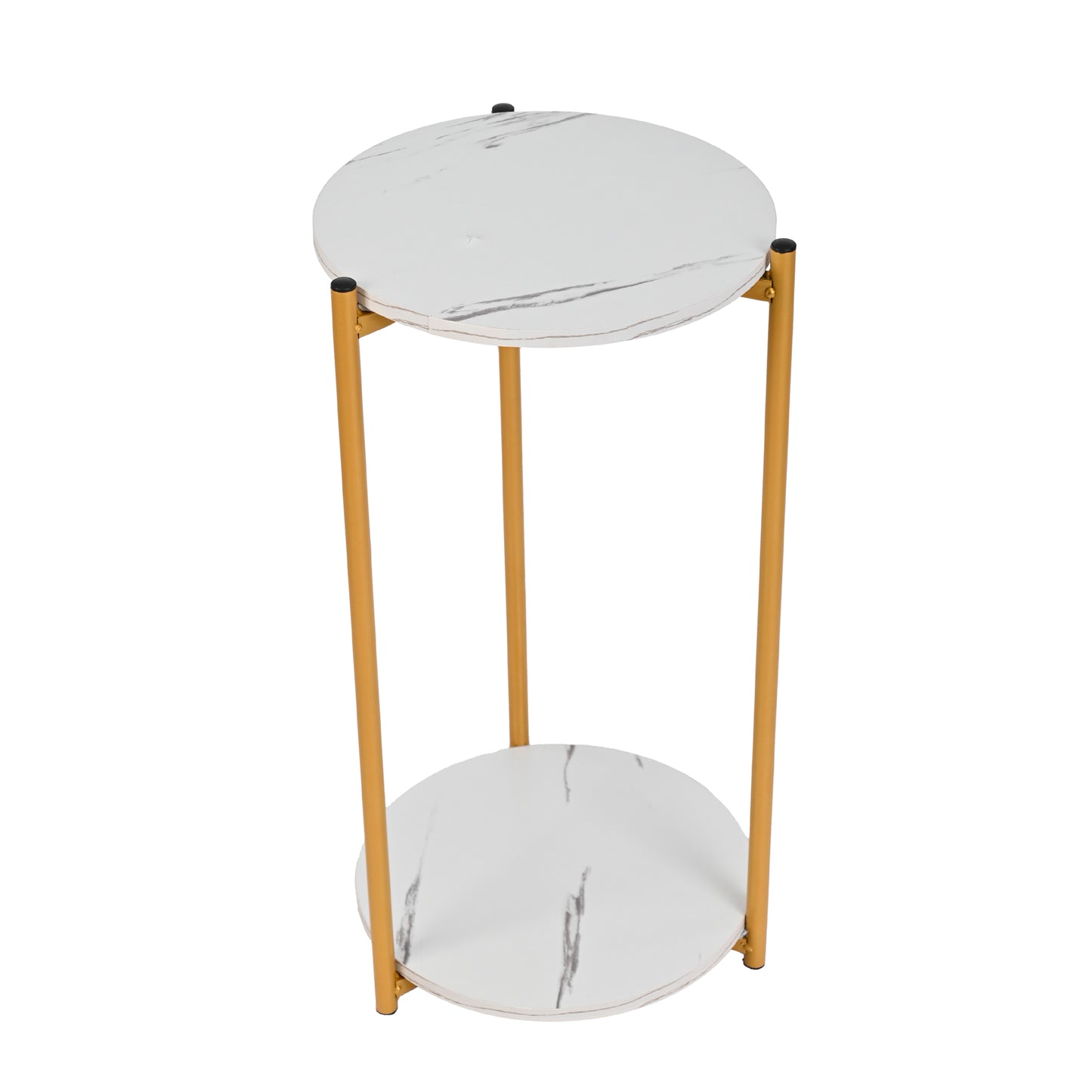 Mesa de Centro Auxiliar Redonda Moderna con Tapa de MDF y Patas de Aluminio Negro
