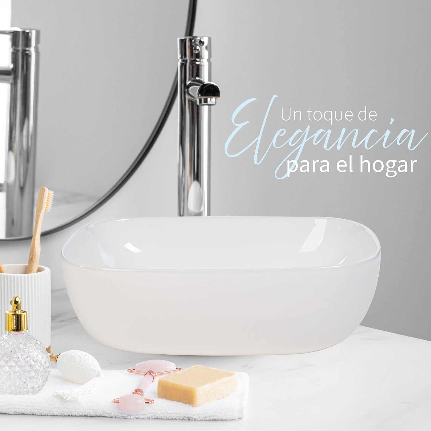 Goral Lavabo Ovalin De Cerámica Blanco Para Baño Baños Ovalado De Sobreponer Acabado Alto Brillo Económico Pequeños Medianos Modernos Lavadero Para Casa Casas Elegante AL-100