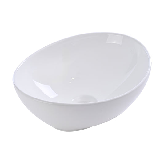 Lavabo ovalin de cerámica blanco para baño ovalado de sobreponer acabado alto brillo moderno para casa