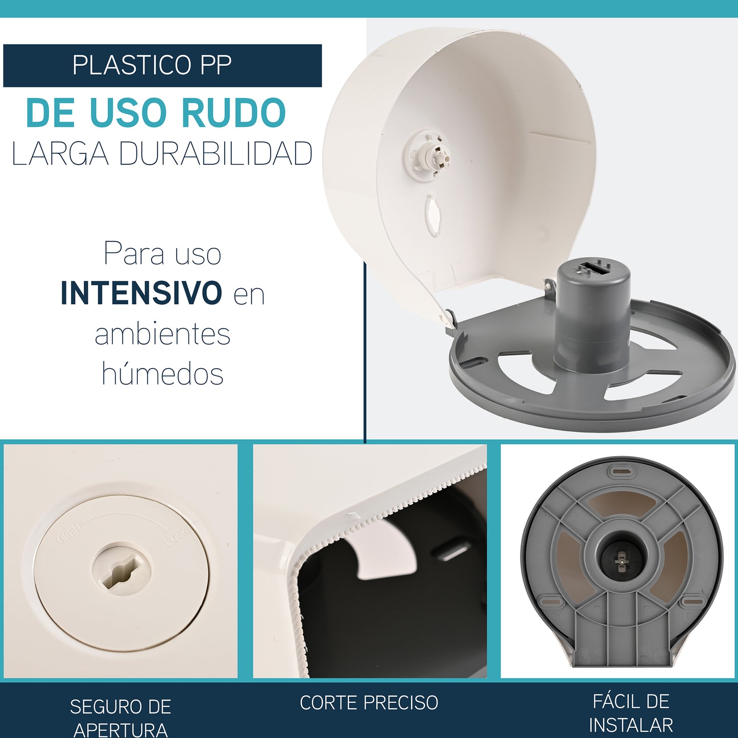 Dispensador Despachador Pared Papel Higienico Rollo Grande Papel Toalla Bobina